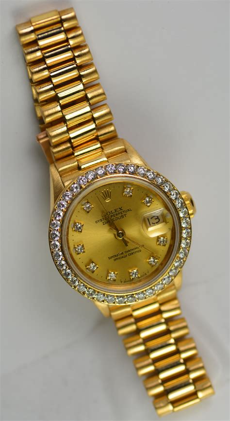 rolex gold womens watch|18k gold rolex women's watch.